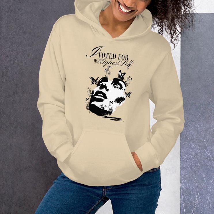 I Voted For My Highest Self Hoodie - Sand Color - https://ascensionemporium.net